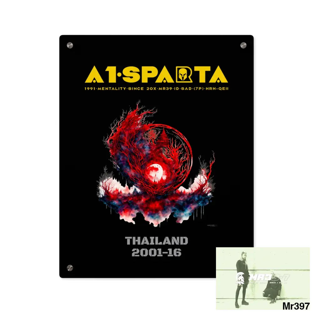A1-Sparta Thailand 2001-16 Abstract Yin-Yang Symbol in Red and Black Acrylic Wall Art Panels 16″ x 20″ (Vertical)