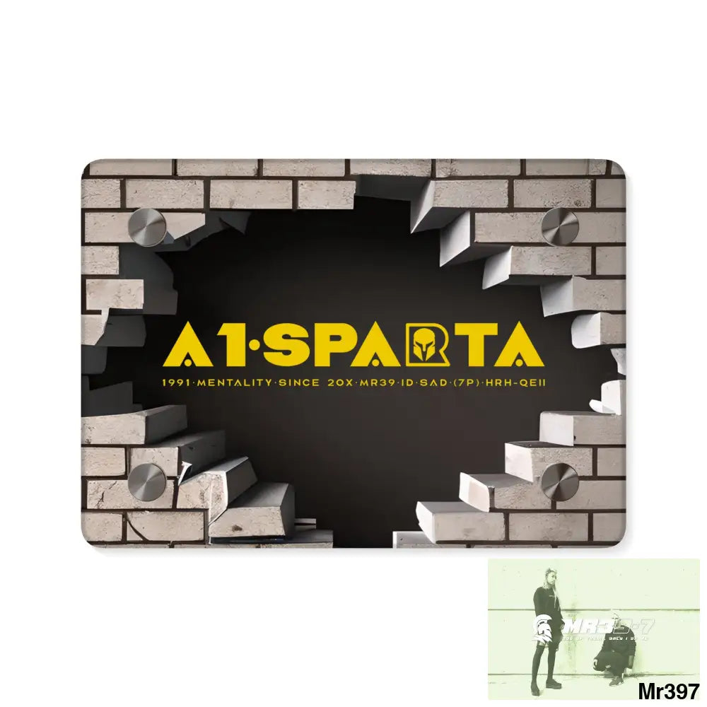A1-Sparta Through the 3D Cracked Brick Wall Graphic Acrylic Wall Art Panels 7’’ x 5’’ (Horizontal) / 0.25’’ Home Decor