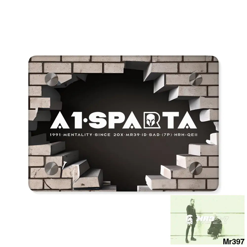 A1-Sparta Through the 3D Cracked Brick Wall Graphic Acrylic Wall Art Panels 7’’ x 5’’ (Horizontal) / 0.25’’ Home Decor