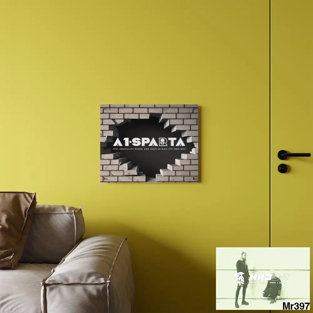 A1-Sparta Through the 3D Cracked Brick Wall Graphic Acrylic Wall Art Panels Home Decor