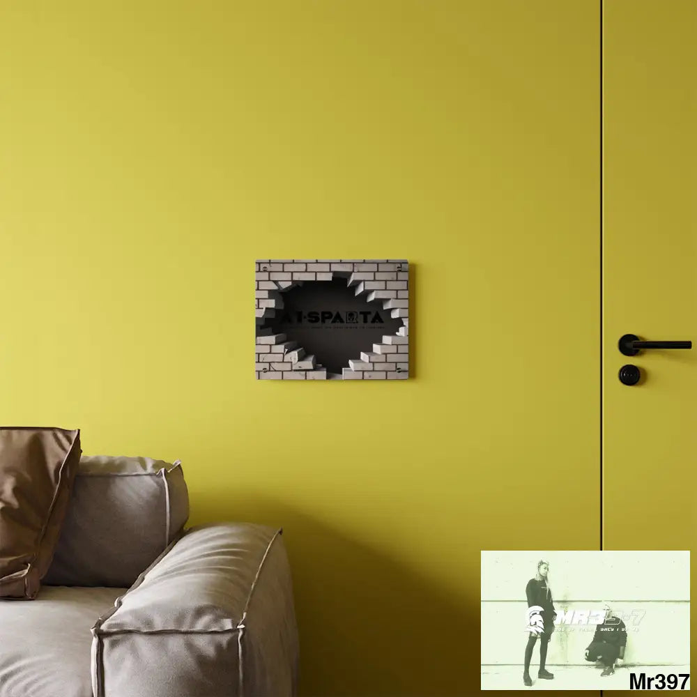 A1-Sparta Through the 3D Cracked Brick Wall Graphic Acrylic Wall Art Panels Home Decor