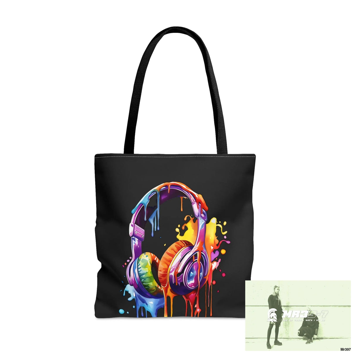 A1-Sparta Tote Bag Melting Headphones (AOP) Large Bags