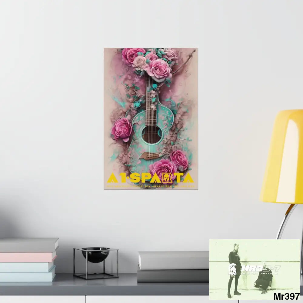A1.Sparta with pink roses and guitar Matte Vertical Posters Poster
