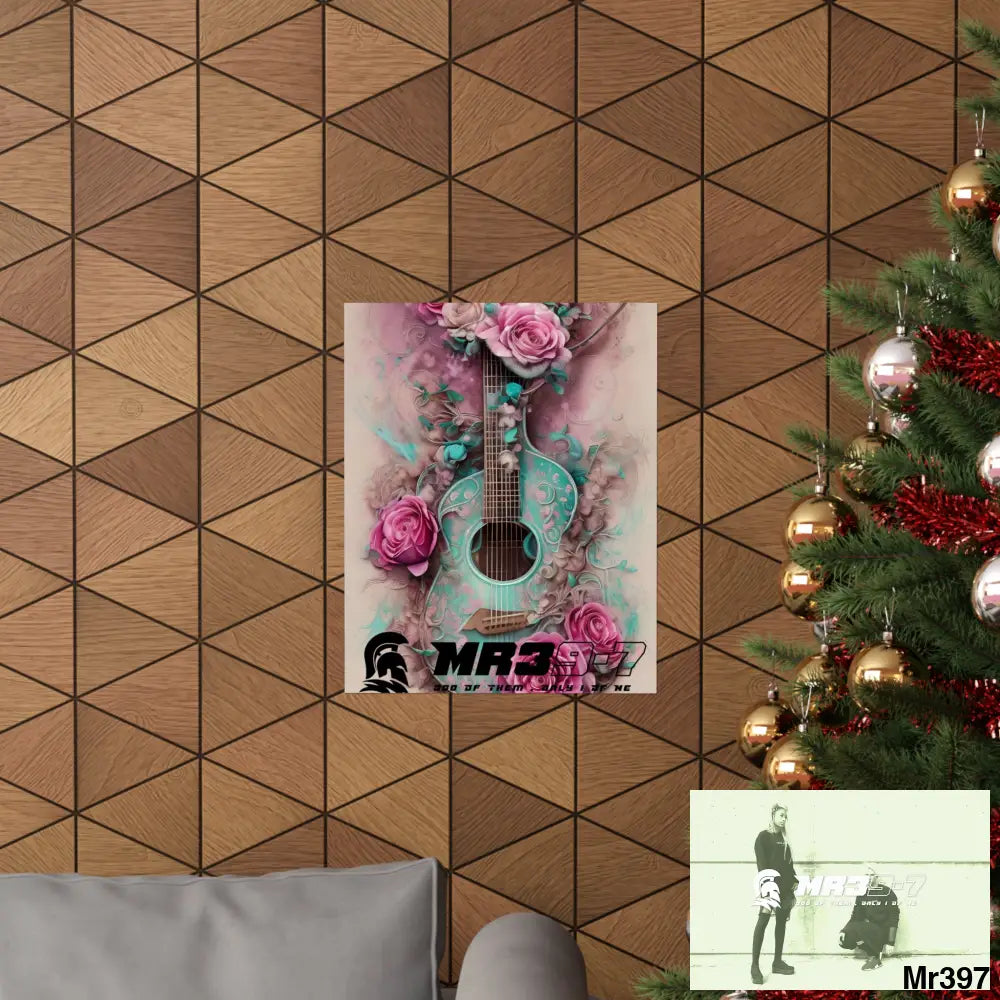 A1.Sparta with pink roses and guitar Matte Vertical Posters Poster