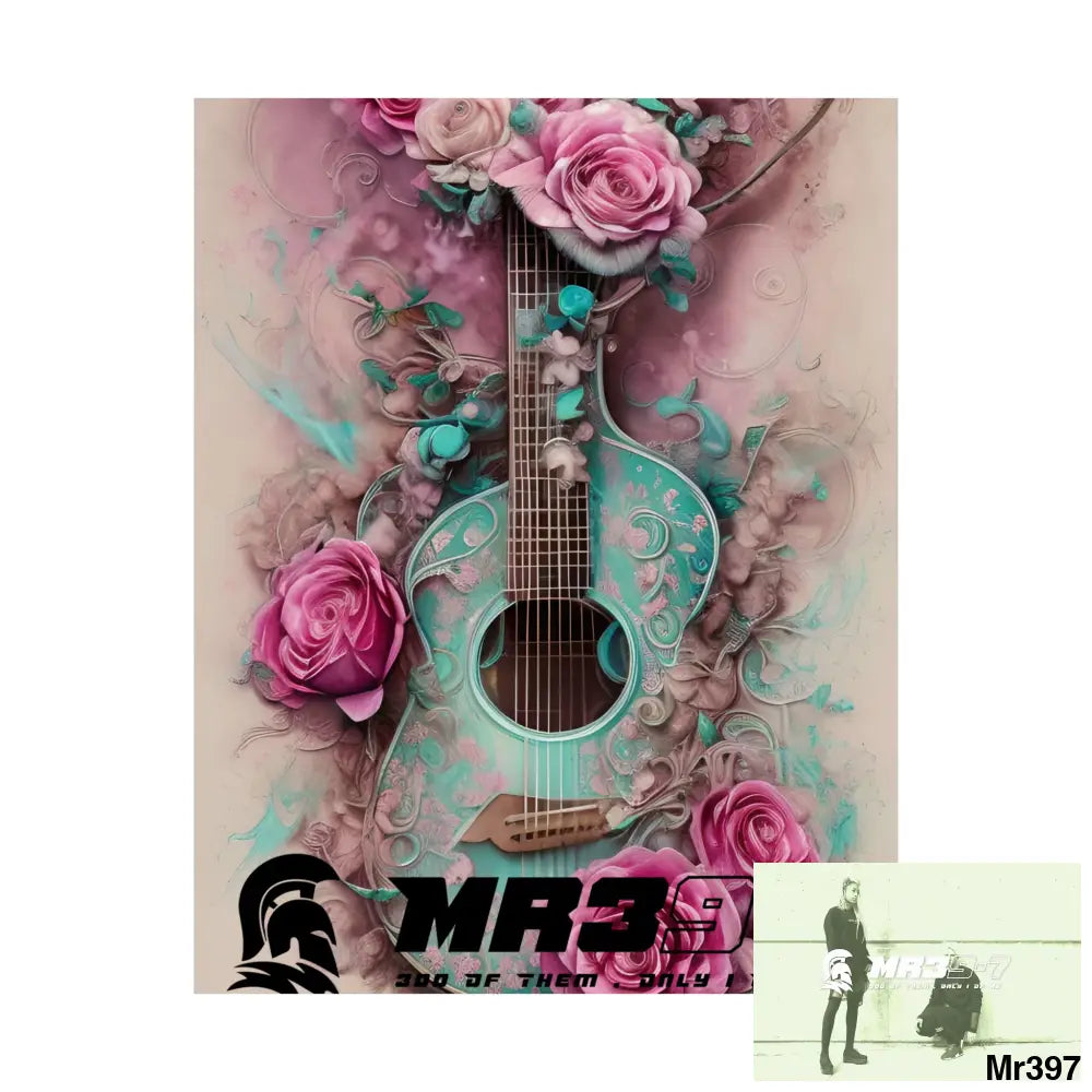 A1.Sparta with pink roses and guitar Matte Vertical Posters Poster