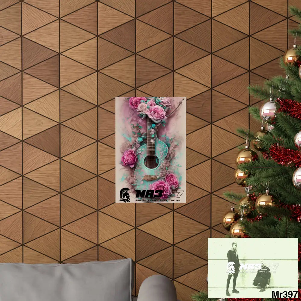 A1.Sparta with pink roses and guitar Matte Vertical Posters Poster