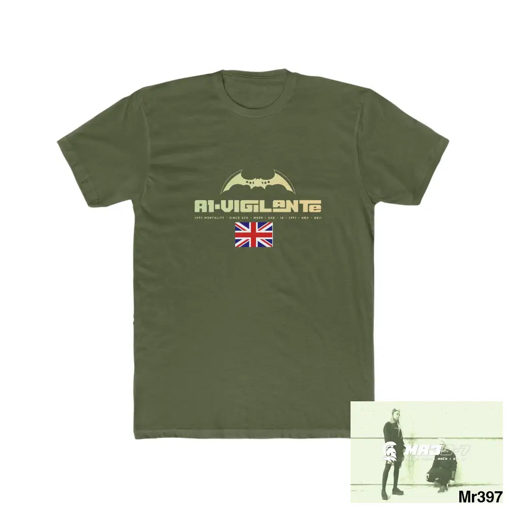 A1-Vigiante undercover SAS assassination Men’s Cotton Crew Tee Solid Military Green / XS T-Shirt