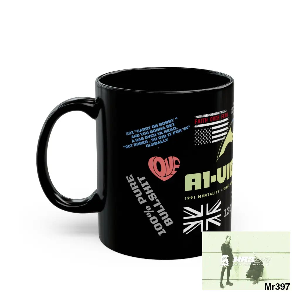 A1-Vigilante 11oz Tactical GB / Wales Black Mug Mental Health VAR / My Life My Deaths Their Plans Failed Couldn’t kill