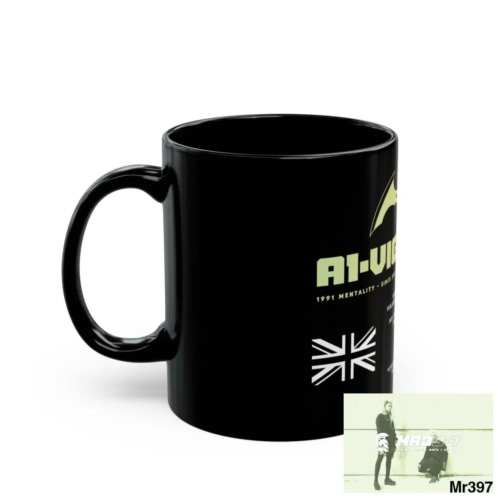 A1• Vigilante 11oz Tactical GB / Wales Black Mug Mental Health VAR / My Life My Deaths Their Plans Failed Couldn’t kill