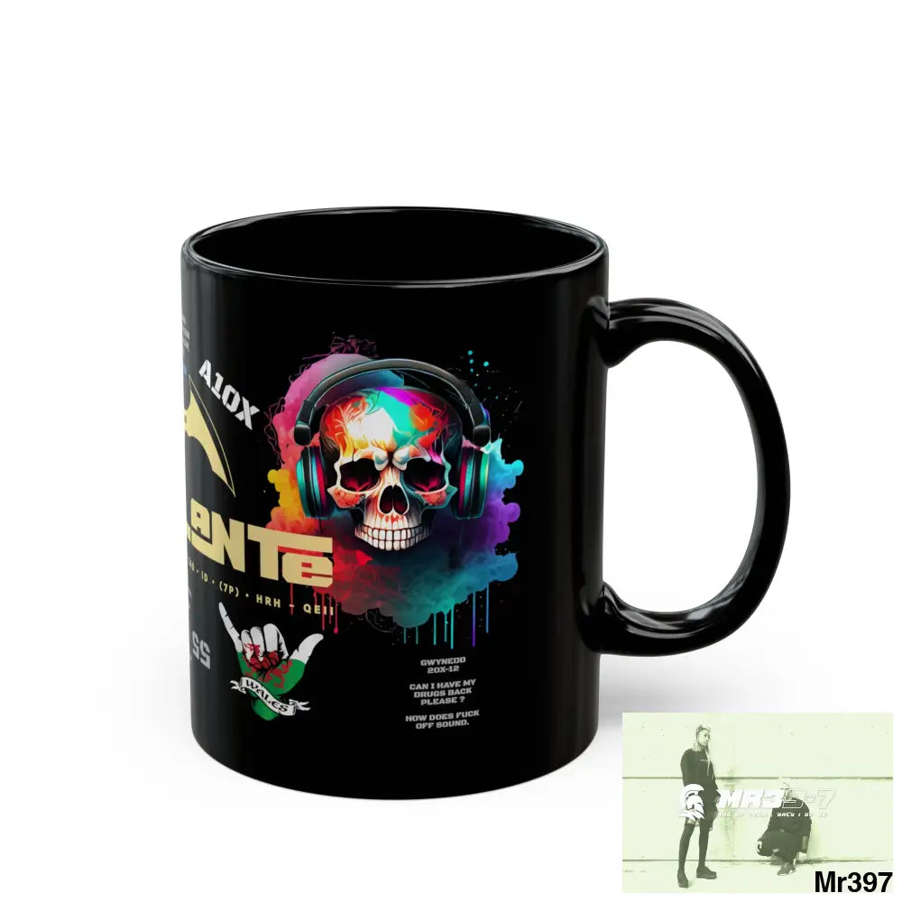 A1-Vigilante 11oz Tactical GB / Wales Black Mug Mental Health VAR / My Life My Deaths Their Plans Failed Couldn’t kill