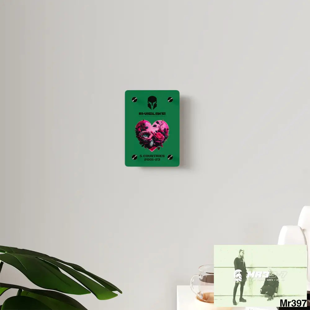 A1-Vigilante 5 Countries 2001-23 Heart made of pink roses with black accents Acrylic Wall Art Panels Home Decor