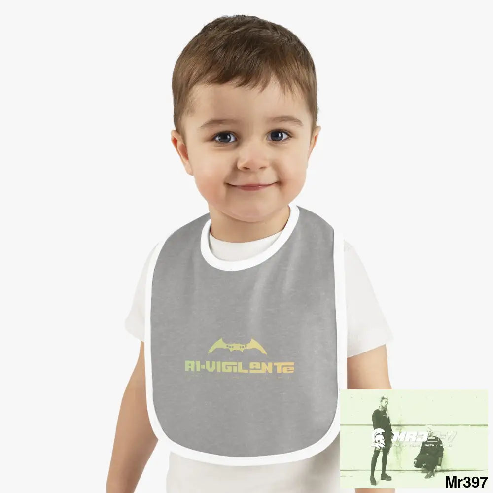 A1-Vigilante Baby Contrast Trim Jersey Bib Heather/White / One size Kids clothes