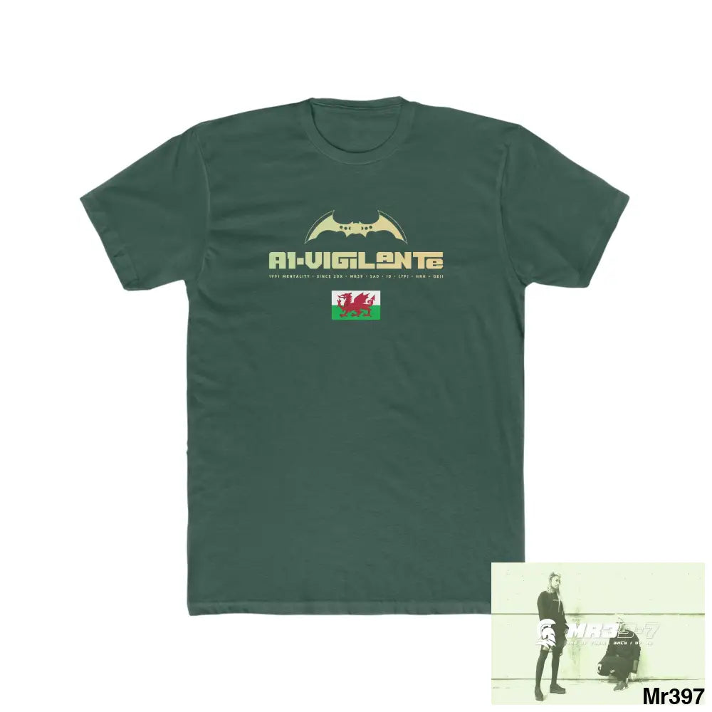 A1-Vigilante - Barmouth Men’s Cotton CrewTee Solid Forest Green / S T-Shirt