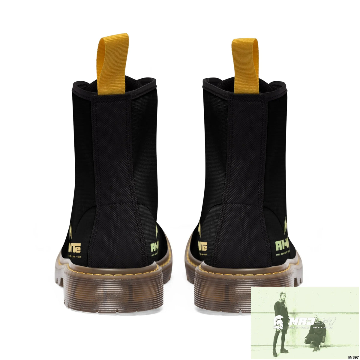 A1- Vigilante Black Canvas Boots Shoes