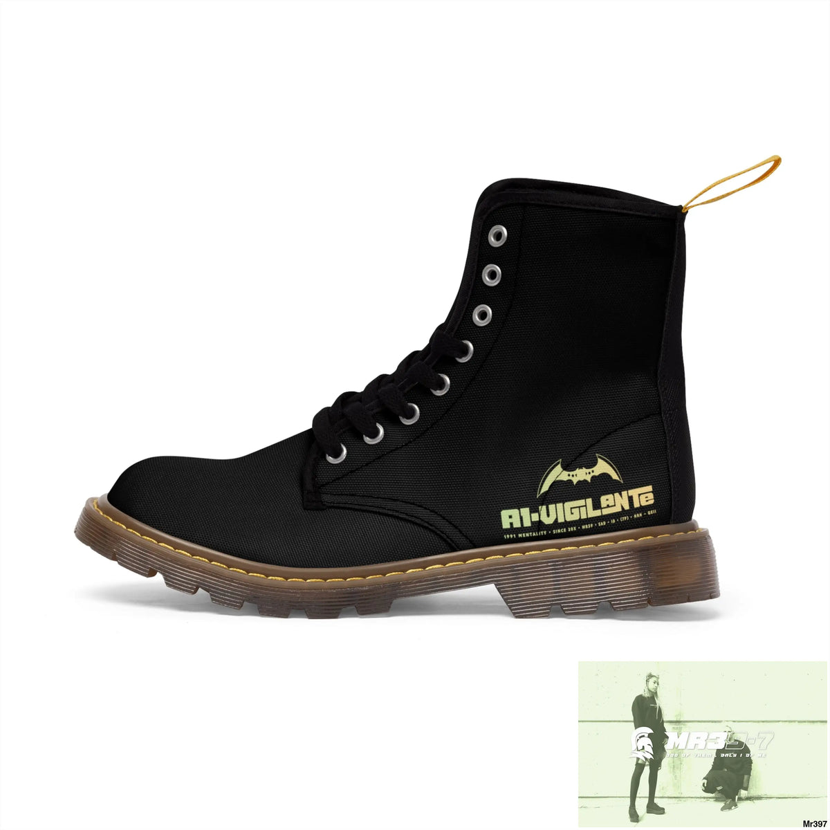 A1- Vigilante Black Canvas Boots Shoes