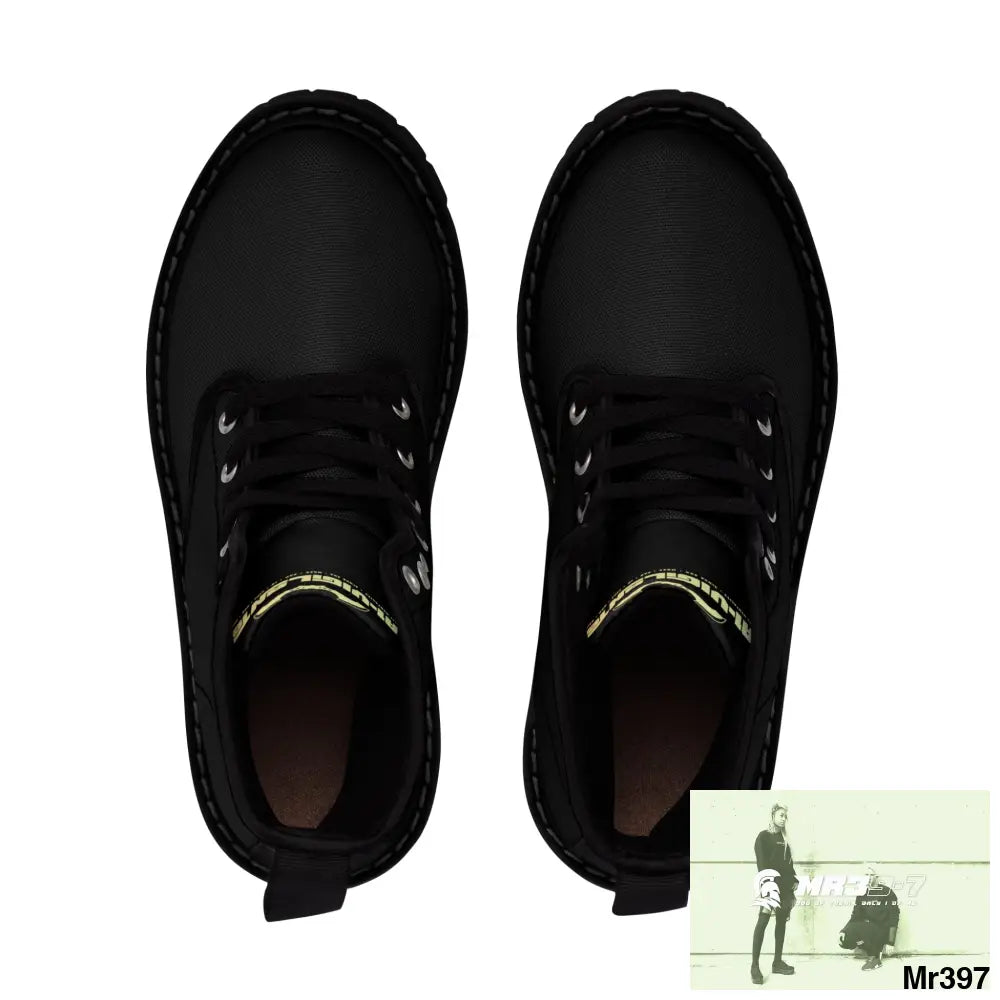 A1- Vigilante Black Canvas Boots Shoes