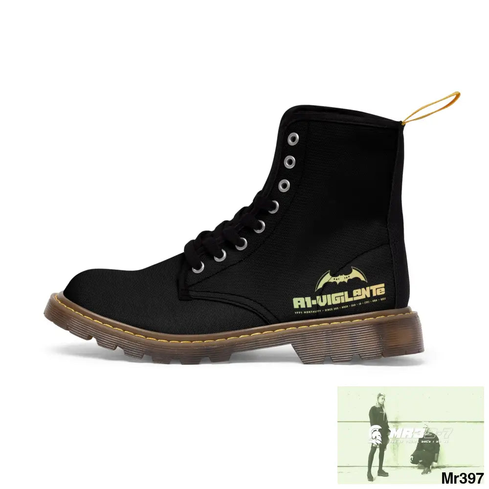 A1- Vigilante Black Canvas Boots Shoes