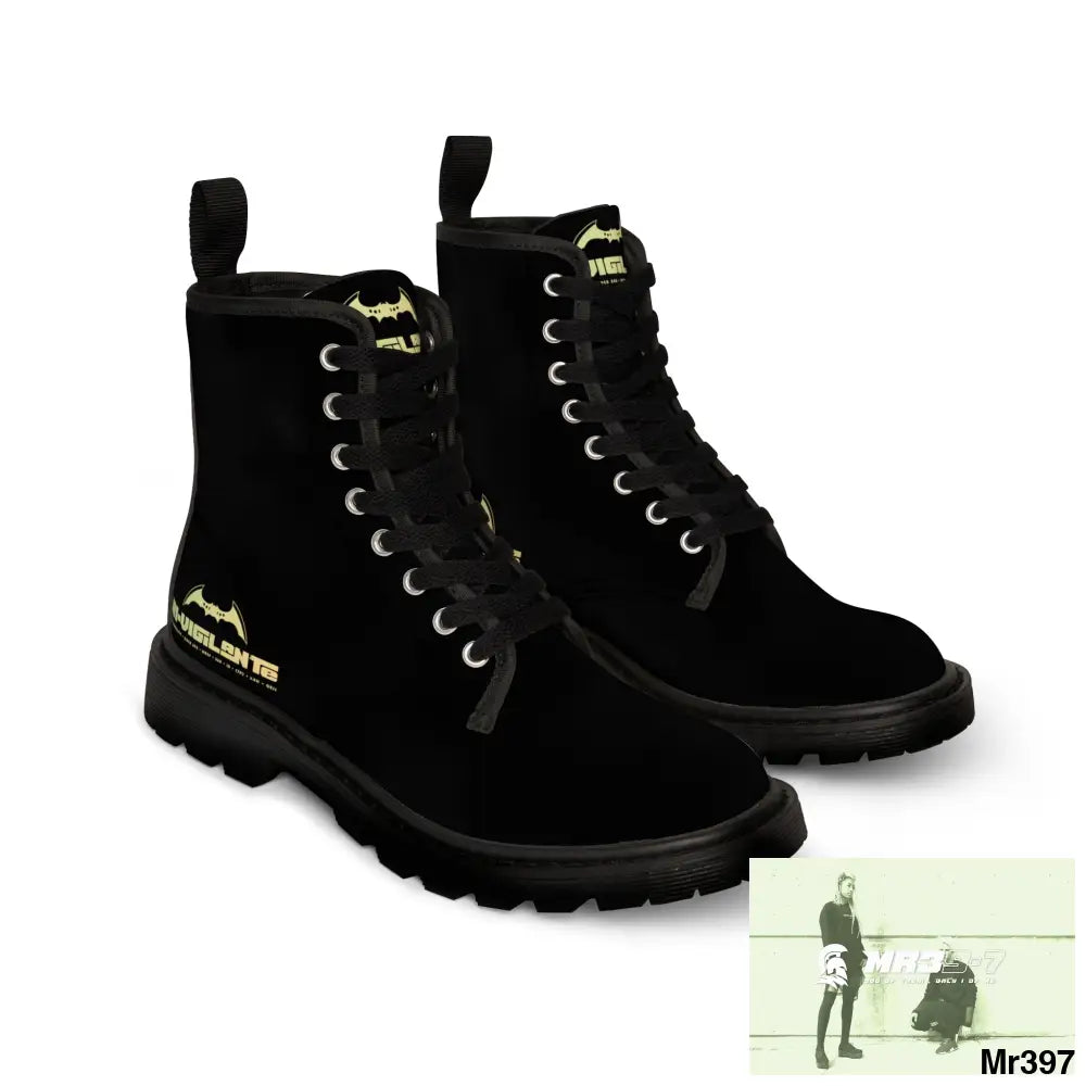 A1- Vigilante Black Canvas Boots Shoes