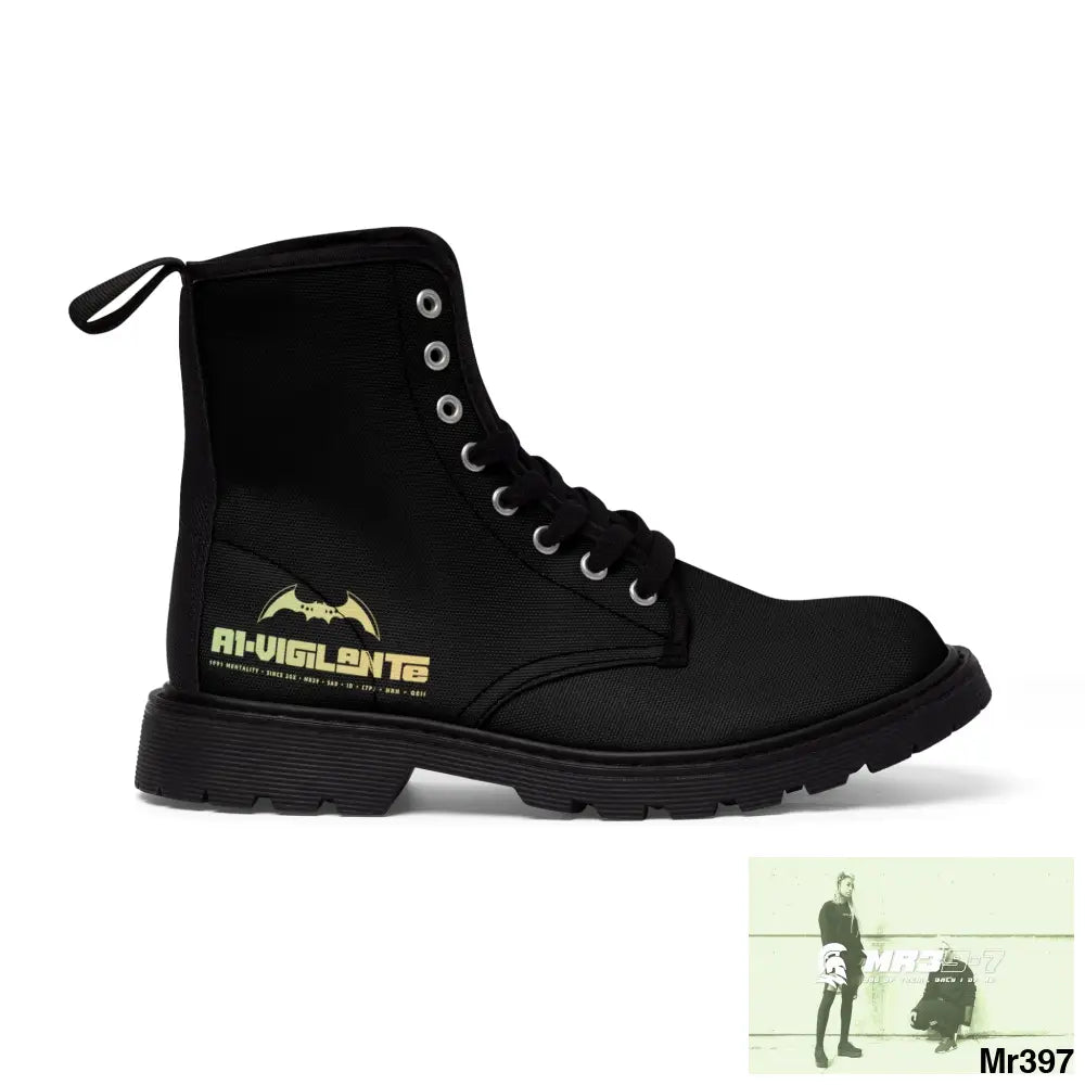 A1- Vigilante Black Canvas Boots Shoes