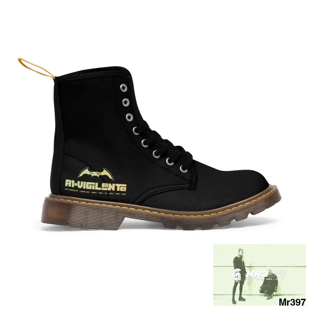 A1- Vigilante Black Canvas Boots Shoes