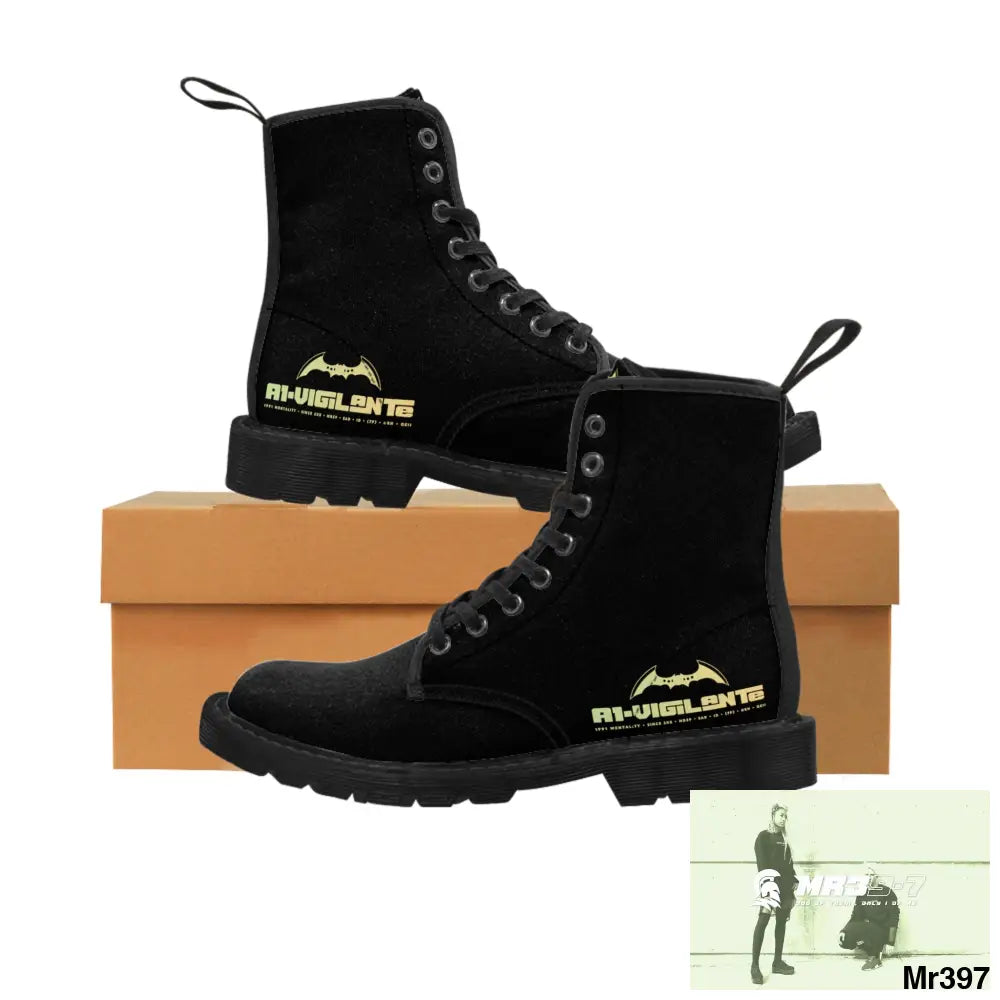 A1- Vigilante Black Canvas Boots US 7 / Black sole Shoes