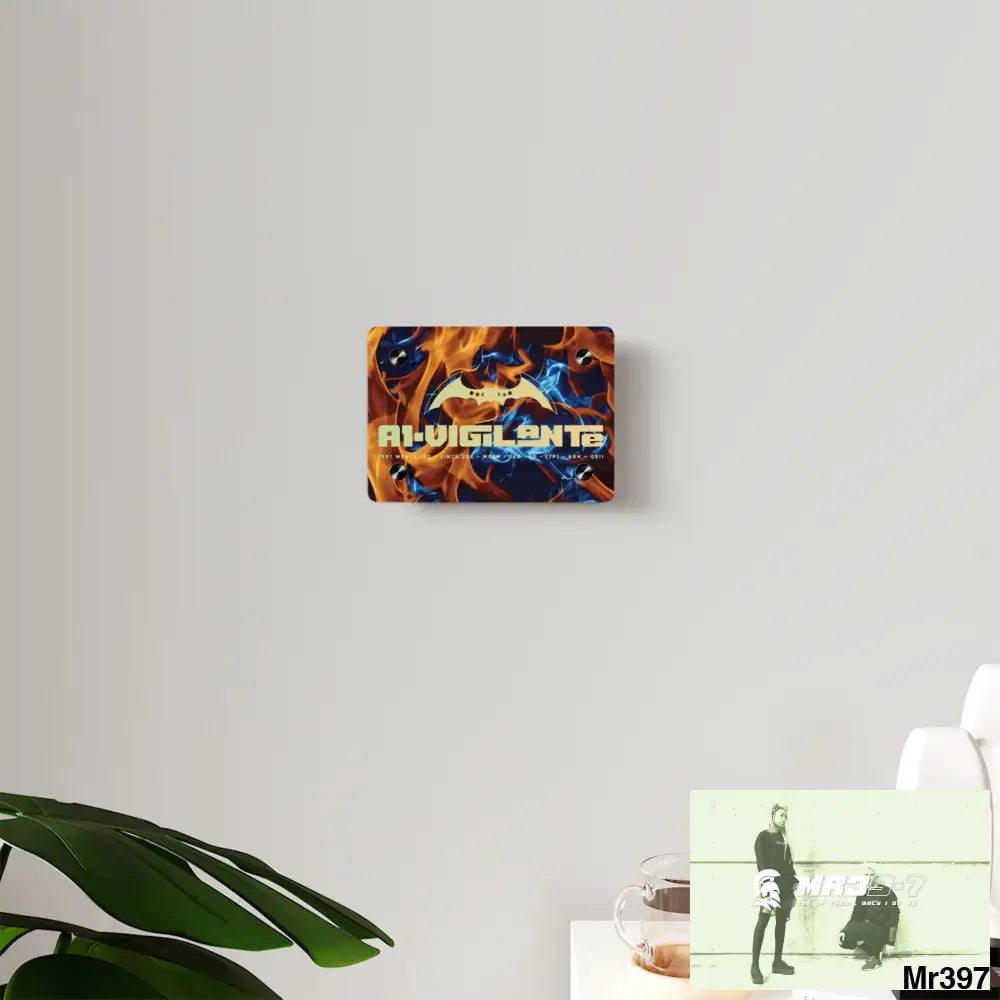 A1-Vigilante Blue Explosion Flames on a Dark Background Acrylic Wall Art Panels Home Decor