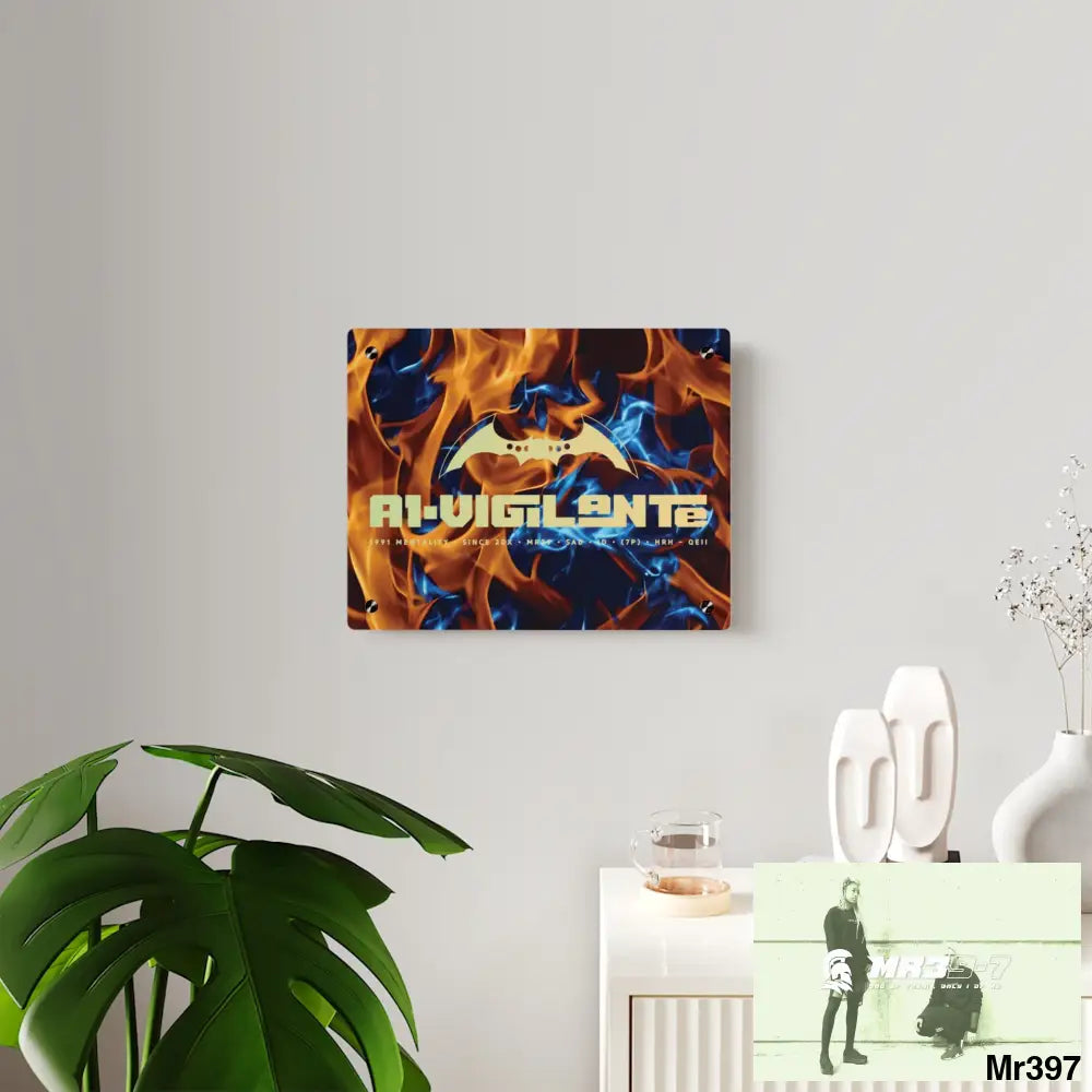 A1-Vigilante Blue Explosion Flames on a Dark Background Acrylic Wall Art Panels Home Decor