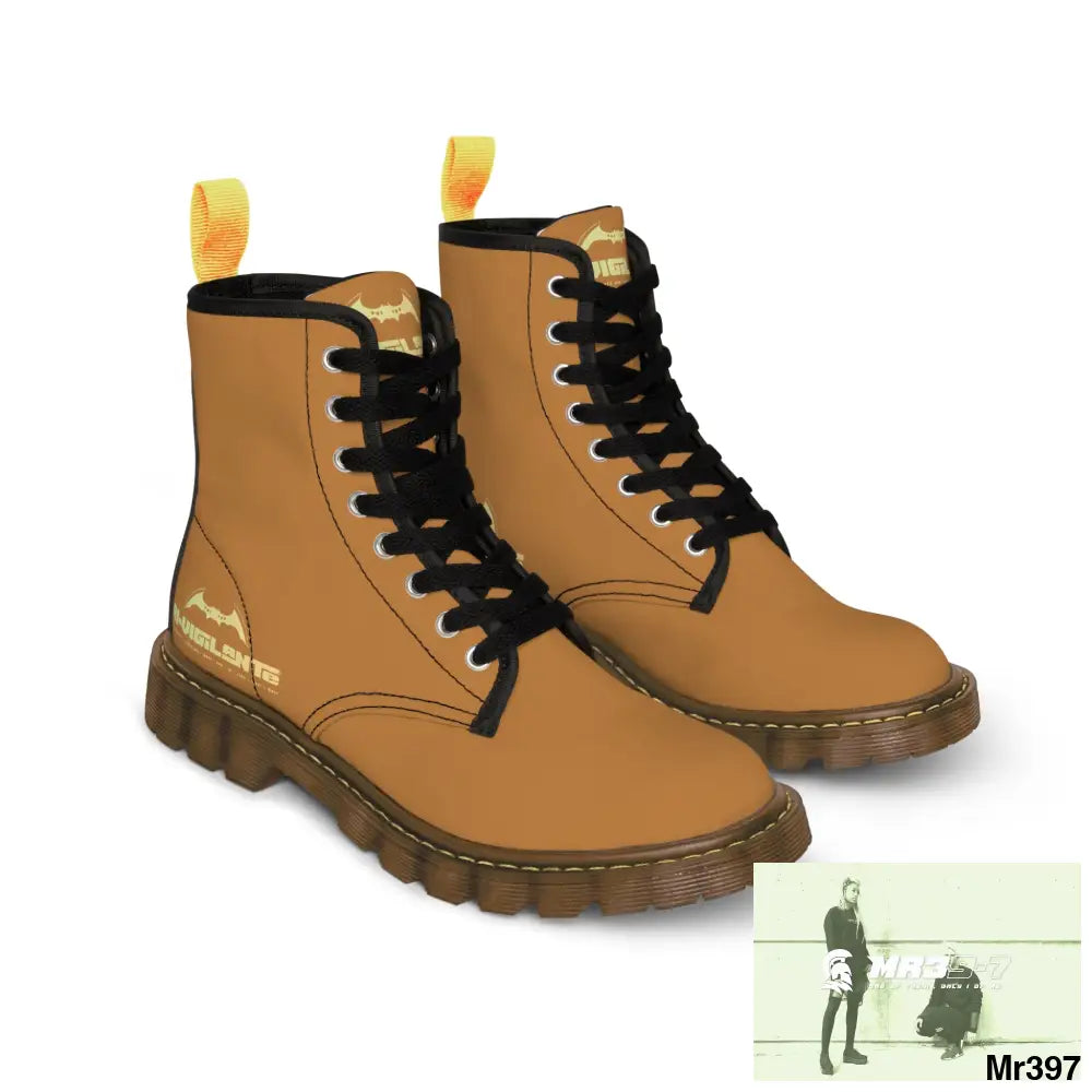 A1- Vigilante Brown Canvas Boots Shoes