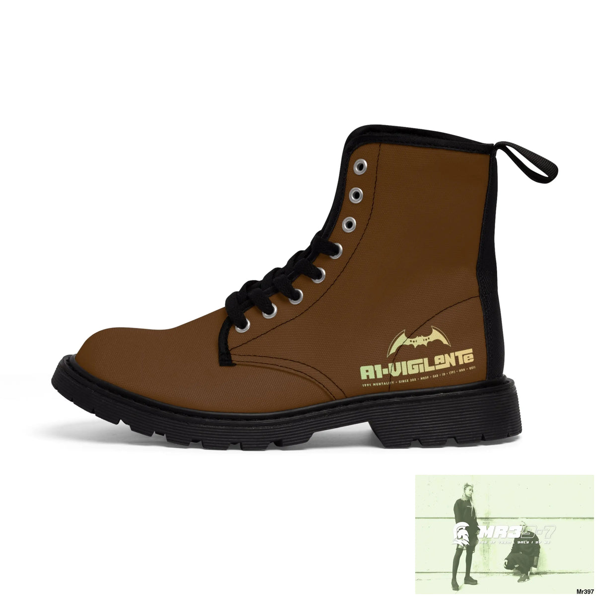 A1- Vigilante Brown Canvas Boots Shoes