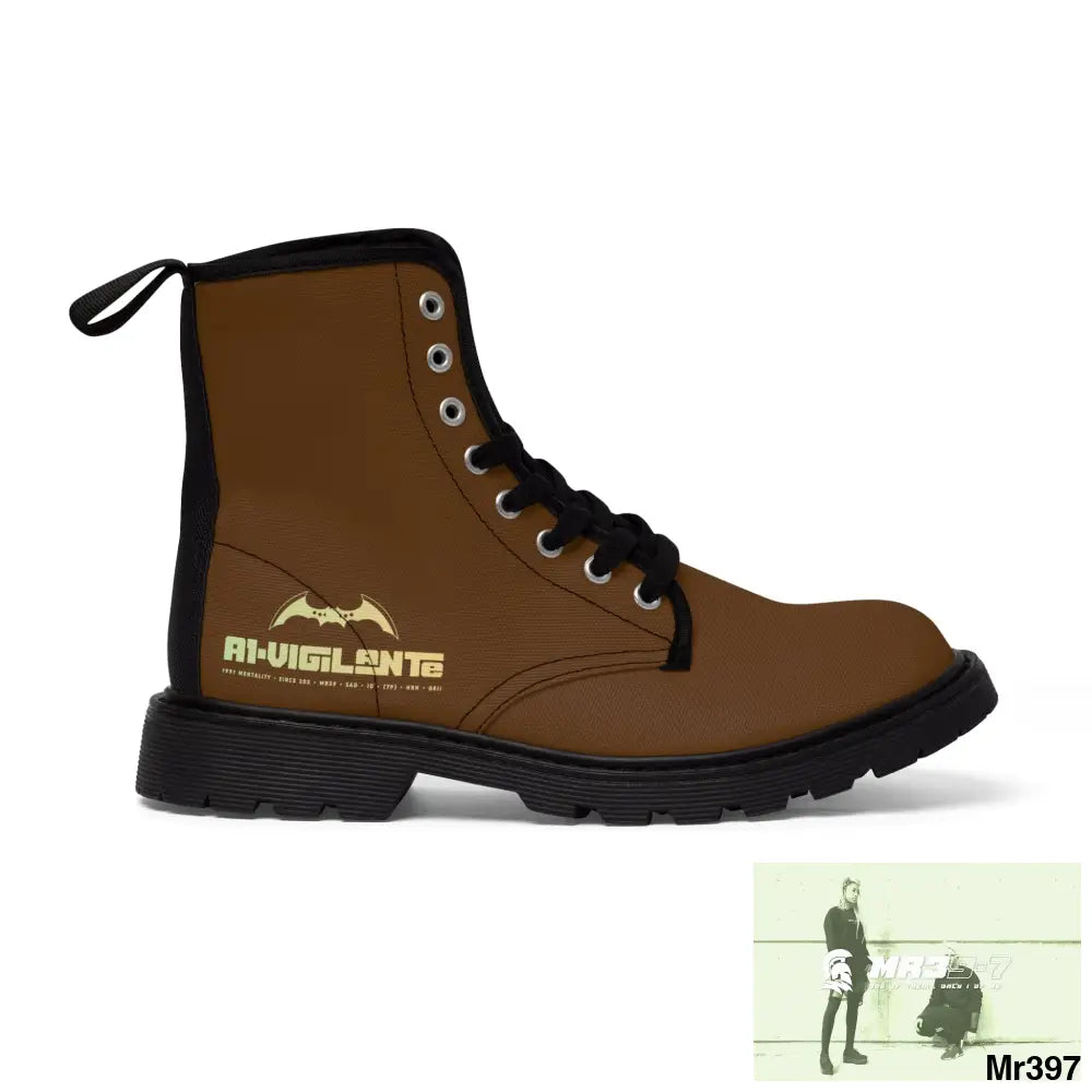 A1- Vigilante Brown Canvas Boots Shoes