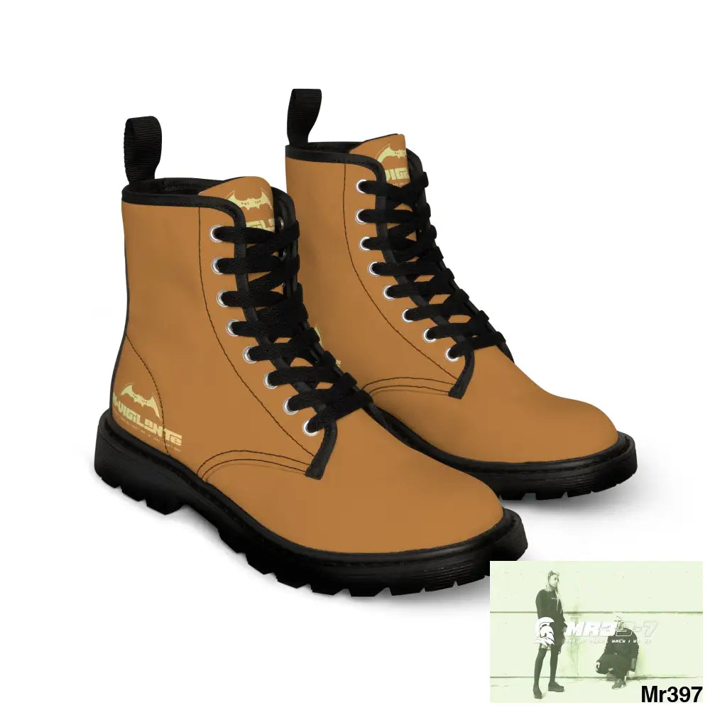 A1- Vigilante Brown Canvas Boots Shoes