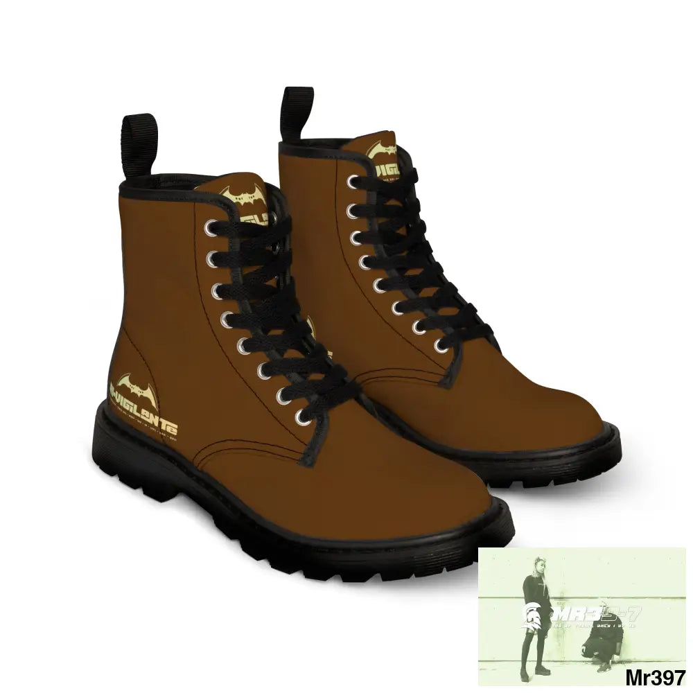 A1- Vigilante Brown Canvas Boots Shoes