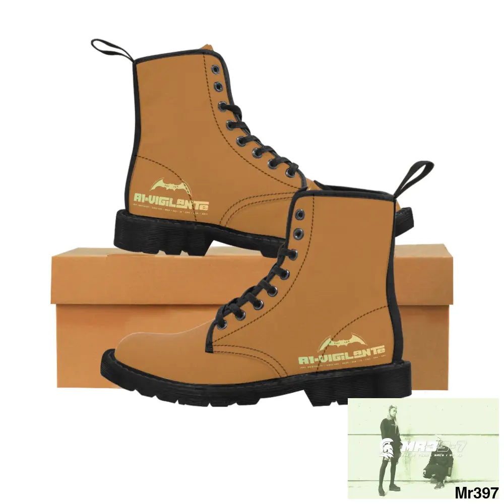 A1- Vigilante Brown Canvas Boots US 7 / Black sole Shoes