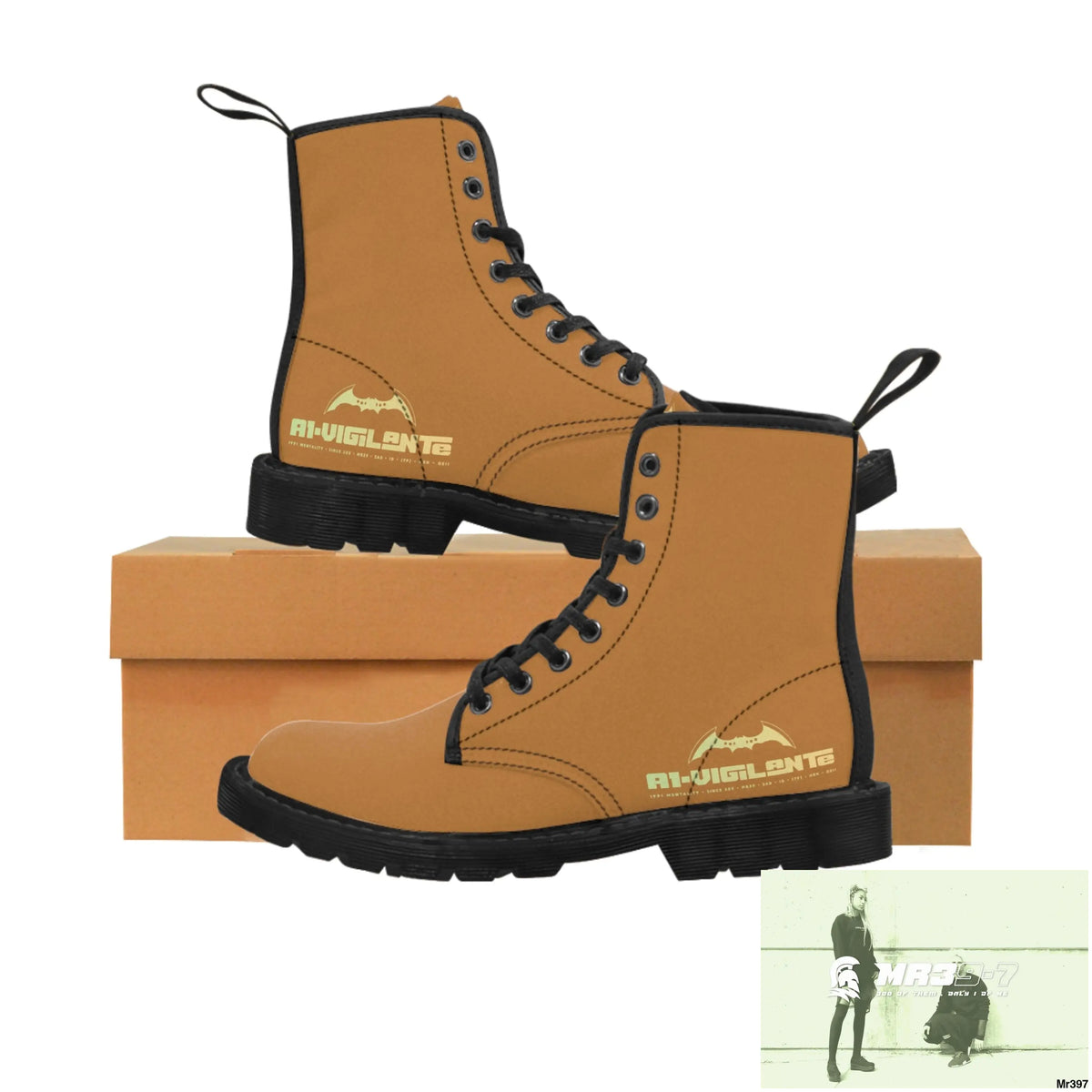 A1- Vigilante Brown Canvas Boots US 7 / Black sole Shoes