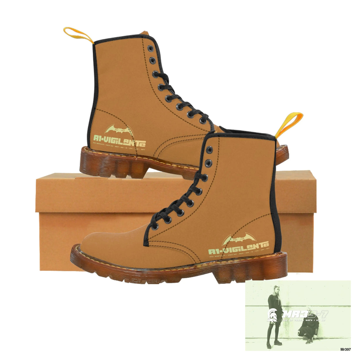 A1- Vigilante Brown Canvas Boots US 7 / Brown sole Shoes