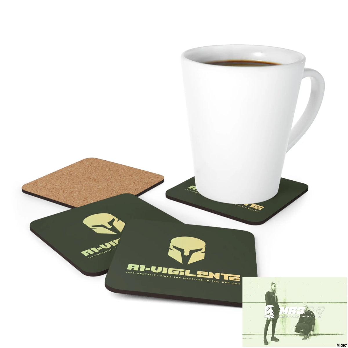 A1-Vigilante Corkwood Coaster Set Cork / 3.75’’ × 3.75’’ / Square Home Decor