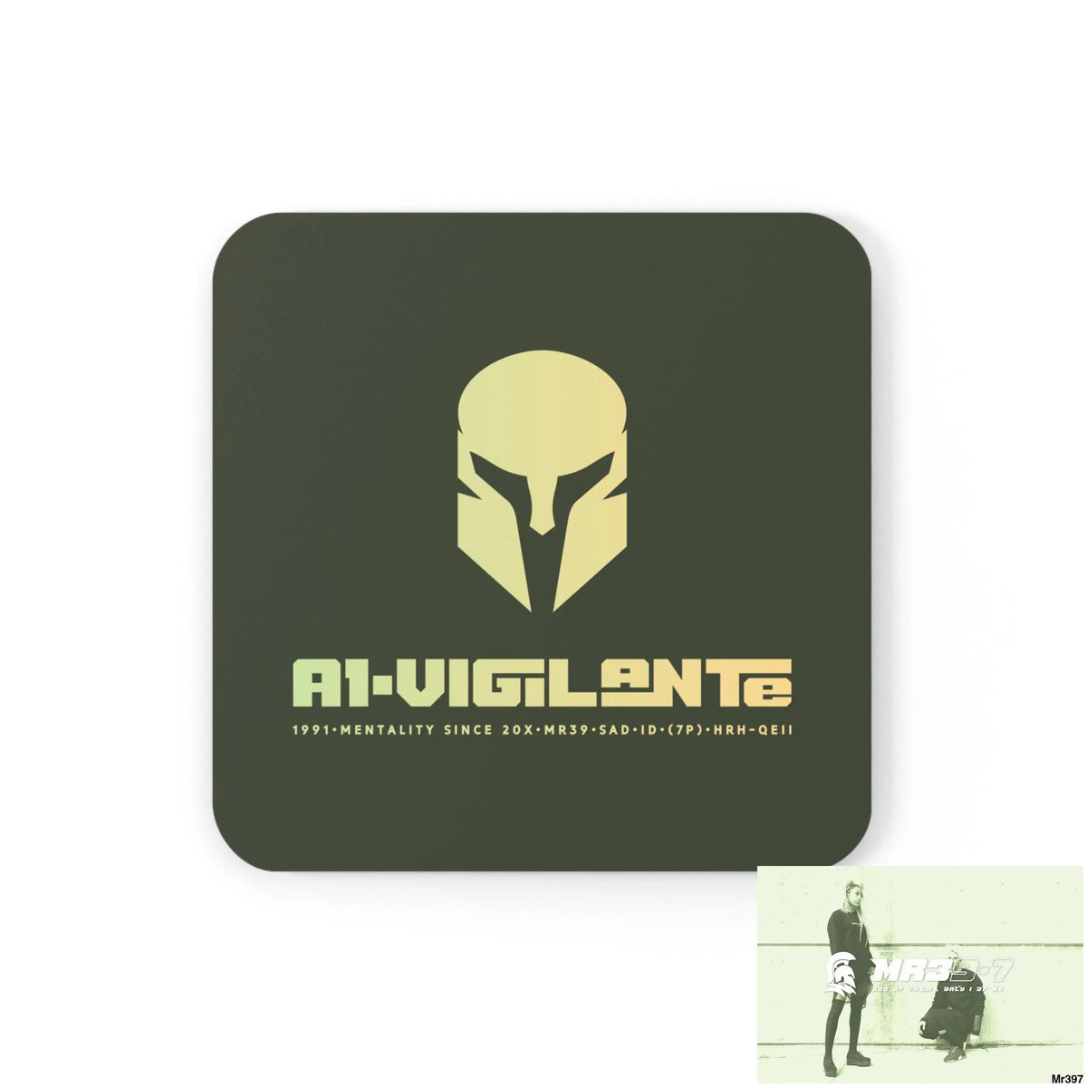A1-Vigilante Corkwood Coaster Set Cork / 3.75’’ × 3.75’’ / Square Home Decor