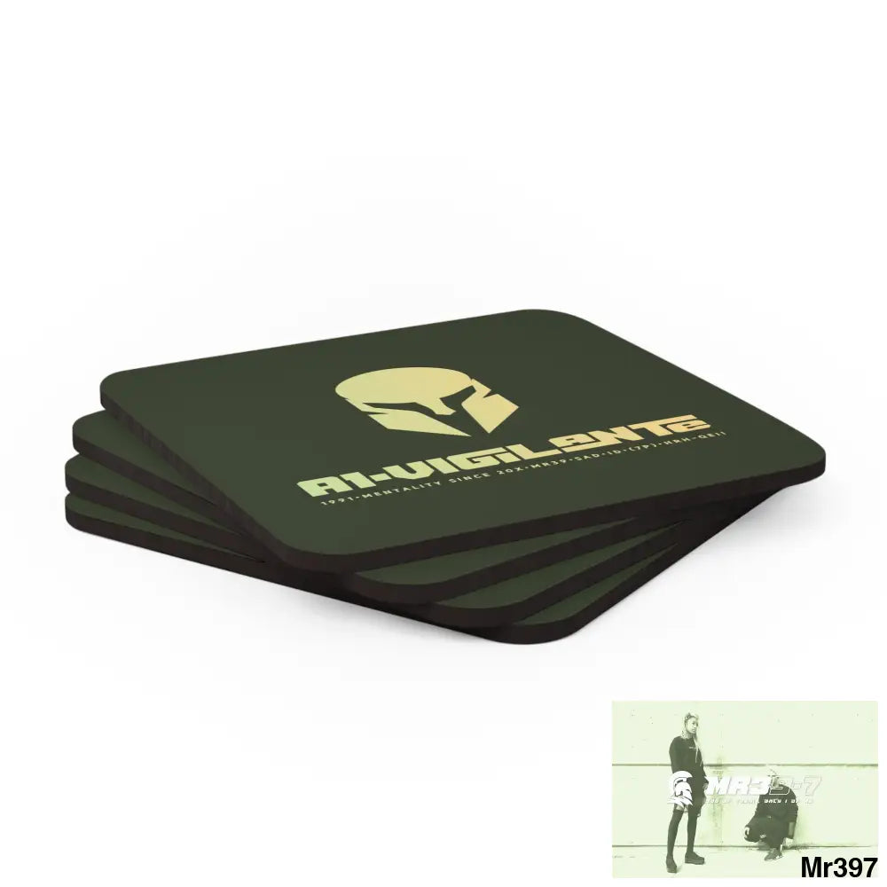 A1-Vigilante Corkwood Coaster Set Cork / 3.75’’ × 3.75’’ / Square Home Decor