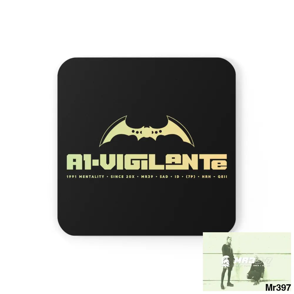 A1-Vigilante Corkwood Coaster Set Cork / 3.75’’ × 3.75’’ / Square Home Decor