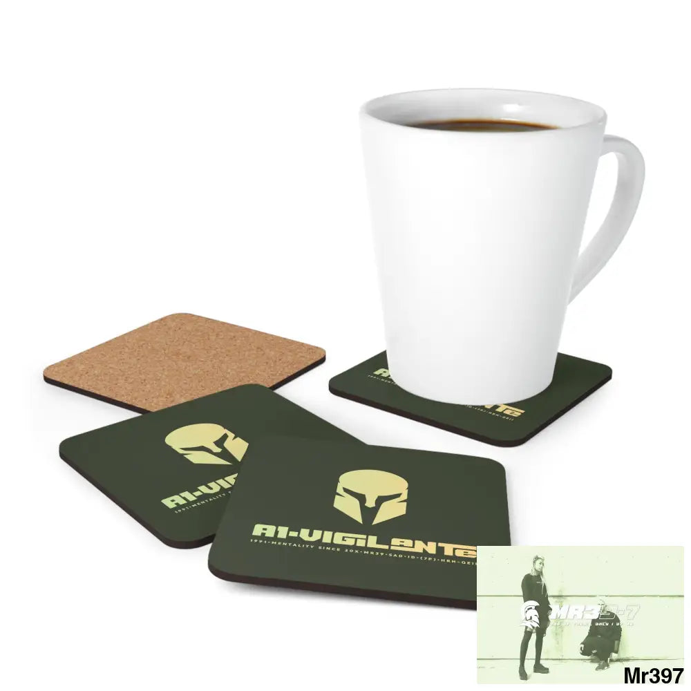 A1-Vigilante Corkwood Coaster Set Cork / 3.75’’ × 3.75’’ / Square Home Decor