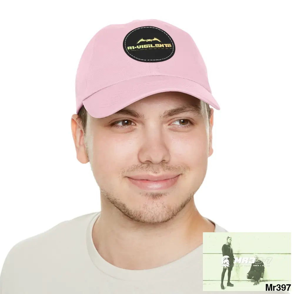 A1.Vigilante Dad Hat with Leather Patch (Round) Hats