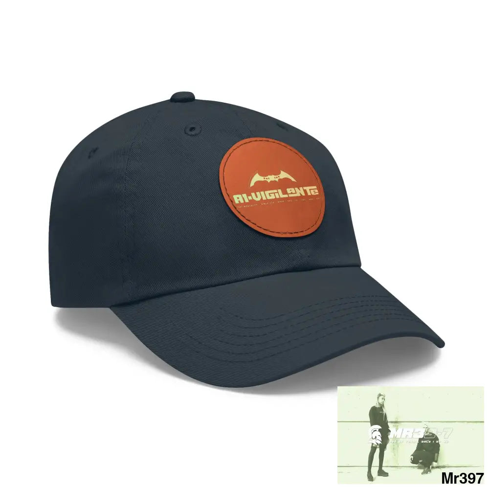 A1.Vigilante Dad Hat with Leather Patch (Round) Hats