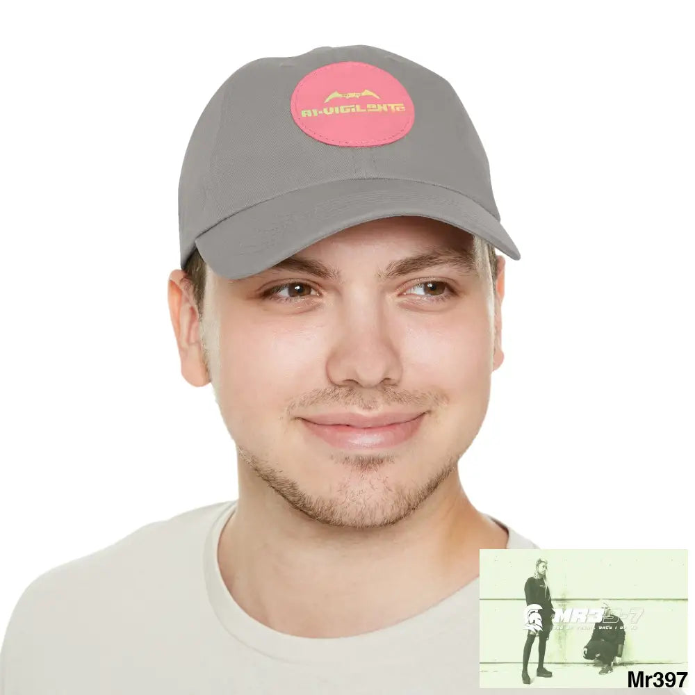 A1.Vigilante Dad Hat with Leather Patch (Round) Hats