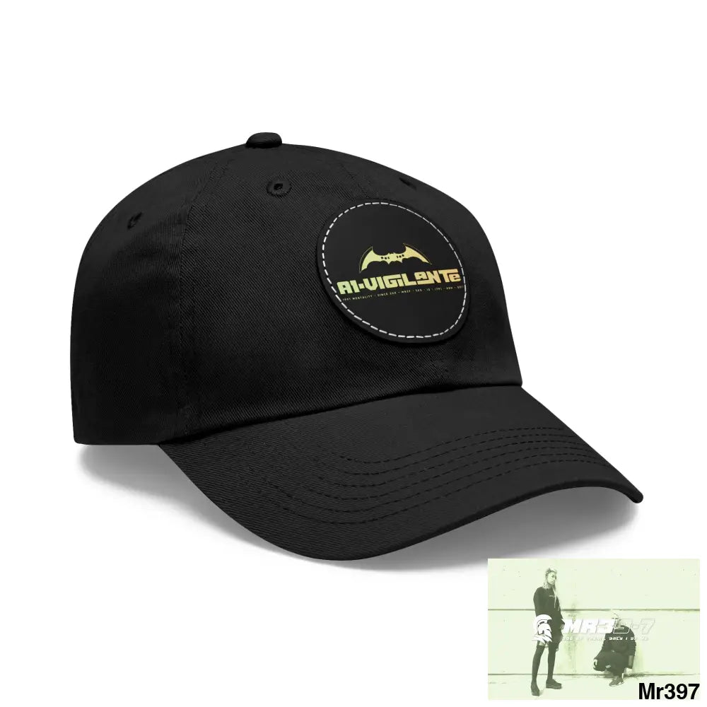 A1.Vigilante Dad Hat with Leather Patch (Round) Hats