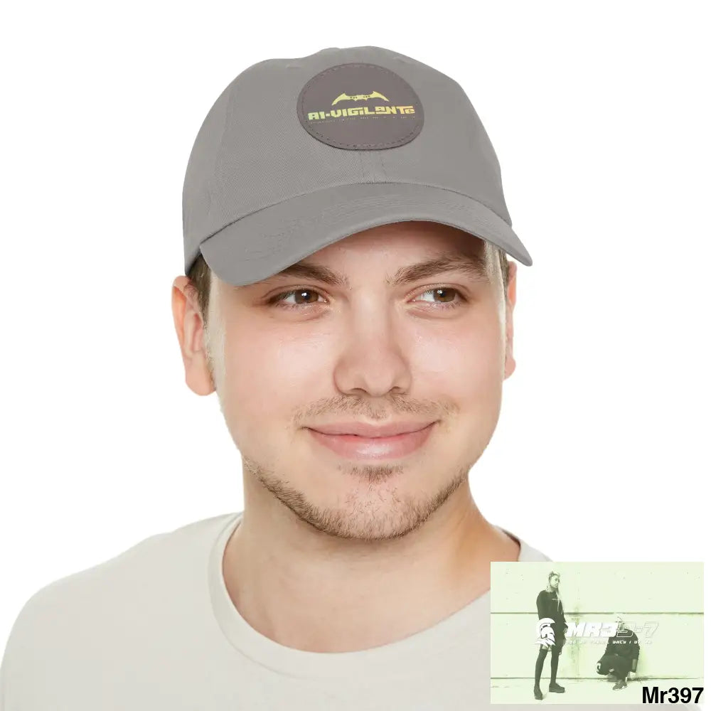 A1.Vigilante Dad Hat with Leather Patch (Round) Hats