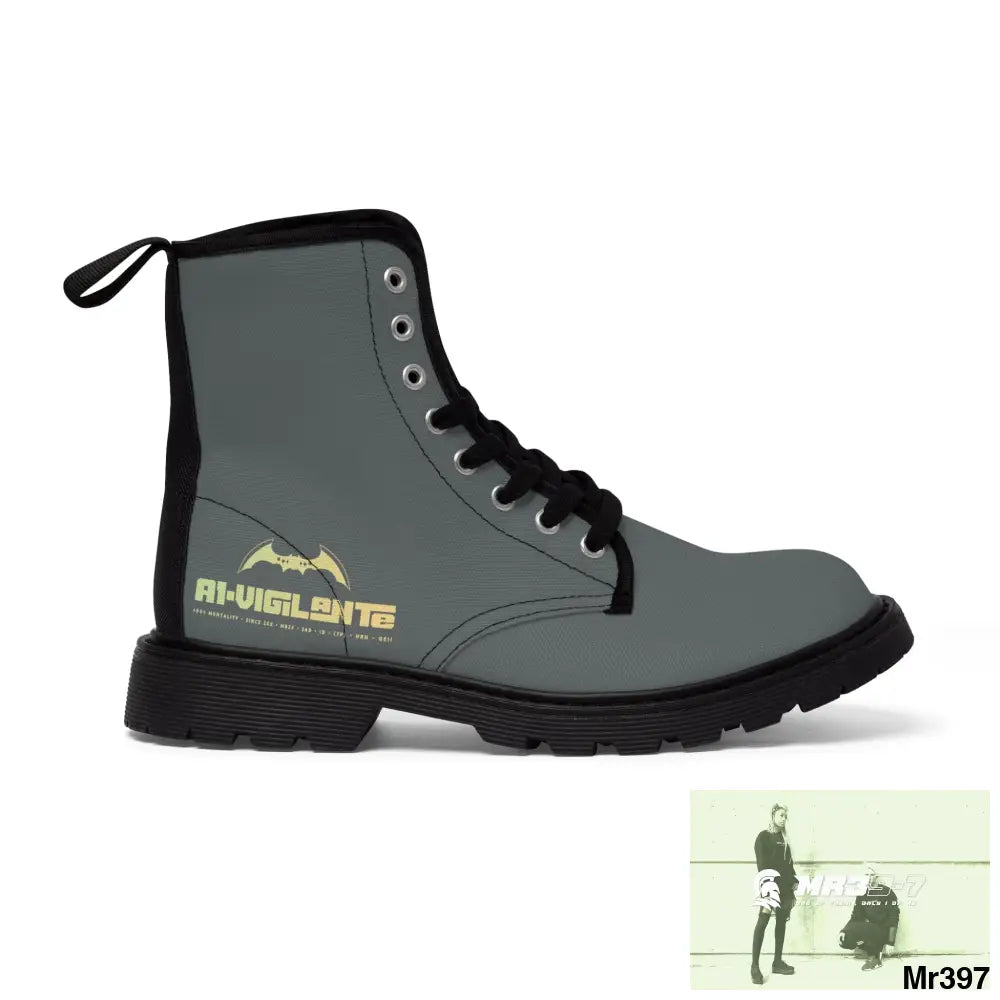 A1- Vigilante Dark Grey Canvas Boots Shoes