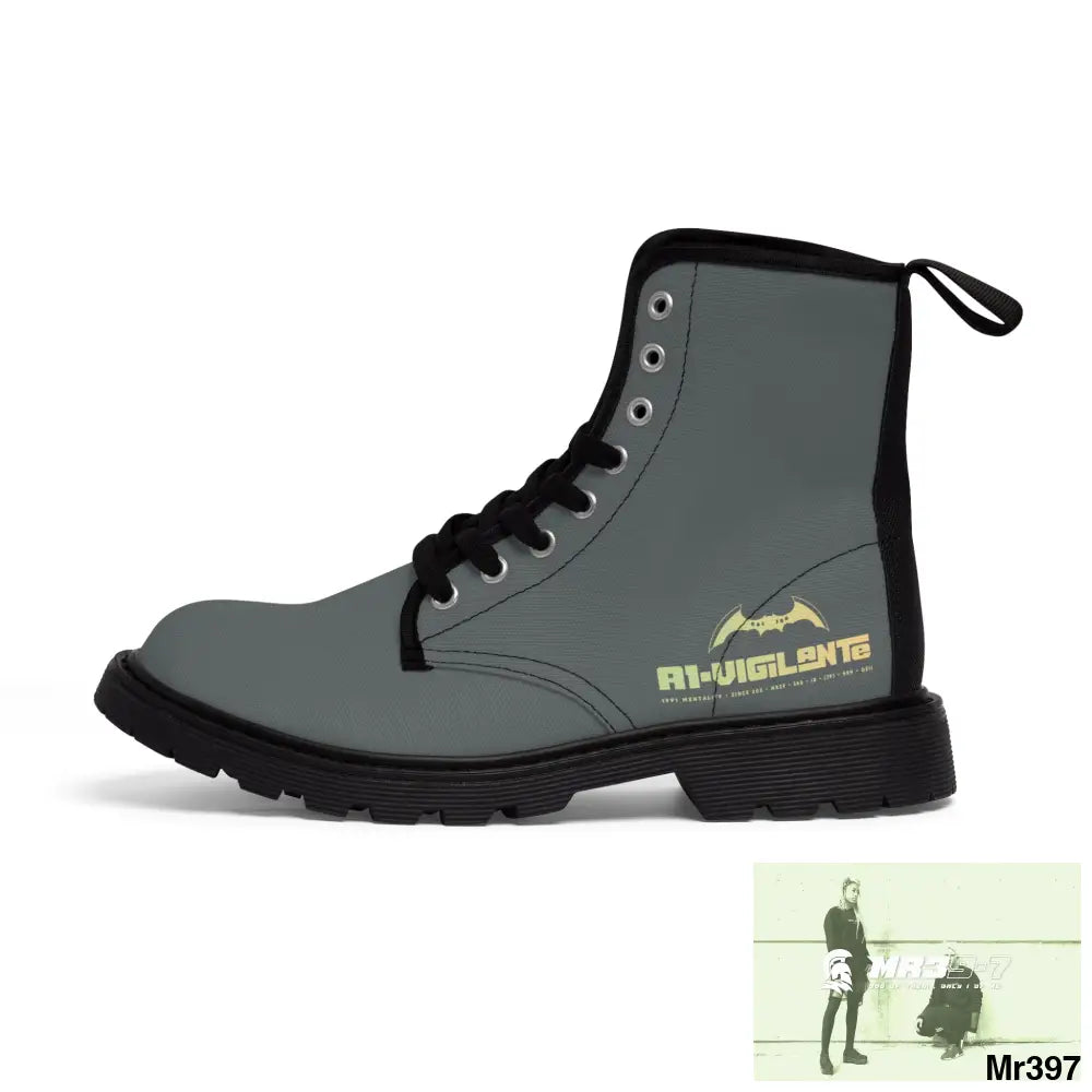 A1- Vigilante Dark Grey Canvas Boots Shoes
