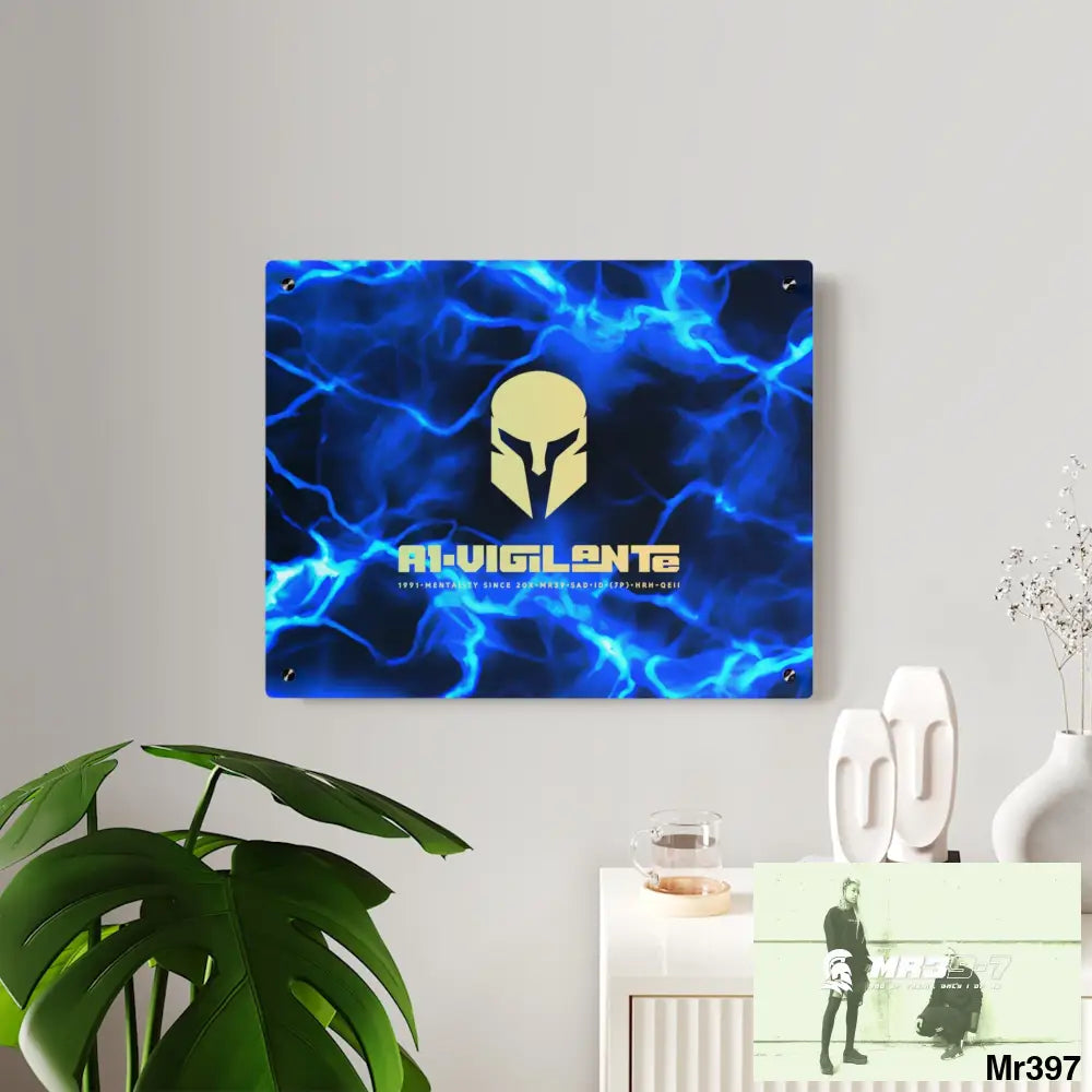 A1-Vigilante Electric Blue Acrylic Wall Art Panels Home Decor