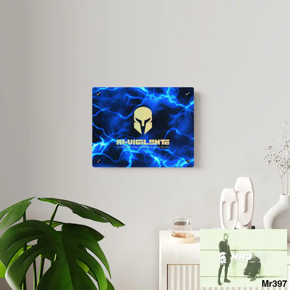 A1-Vigilante Electric Blue Acrylic Wall Art Panels Home Decor