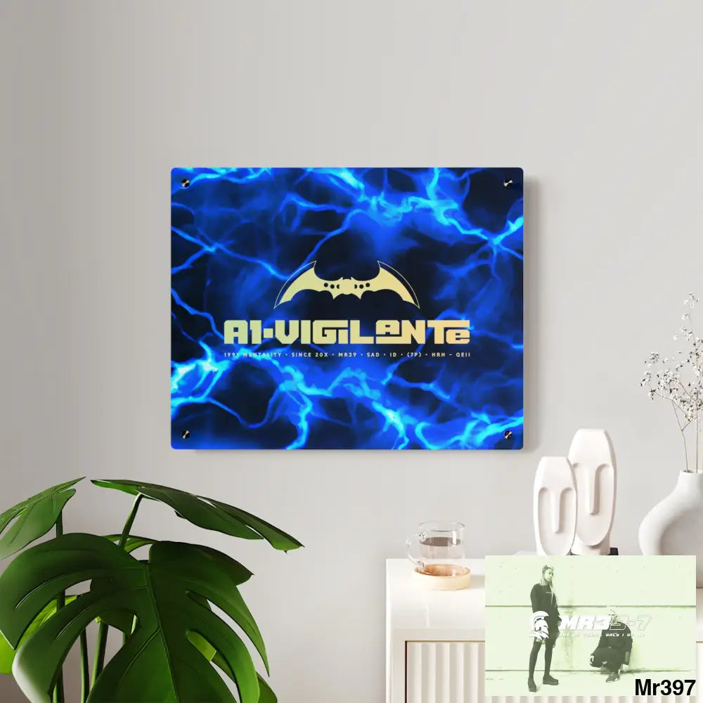 A1-Vigilante Electric Blue Acrylic Wall Art Panels Home Decor